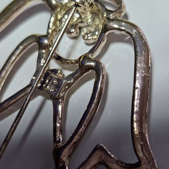 *Sale* Vintage Angel Brooch Pin Gold Tone Rhinestone eyes Outline Signed AAI - Picture 4 of 10